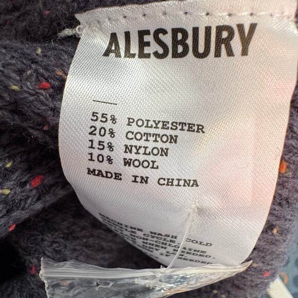 Alesbury Henley Waffle Knit Pullover Odyssey Grey Wool Blend Men's Medium NWT - Picture 8 of 9